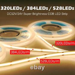 12/24V Flexible COB LED Strip Light 384/528LEDs High Density Tape Car Boat Decor