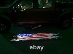 1 Pair American flag Logo Side Mirror Puddle LED Light for Ford F150 2015-2022