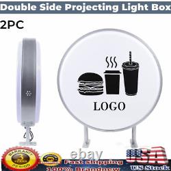 2PCS Round LED Light Box Advertising Signal Light Logo Sign Commercial HOT