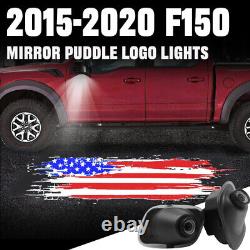 2X US Flag Mirror Puddle LED Lights Projector HD Logo For Ford F150 2015-2020