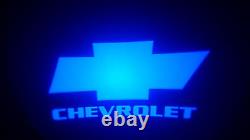 2pc Blue Chevrolet 5w Led Emblem Door Projector Ghost Shadow Puddle Logo Light