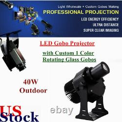 40W LED Gobo Projector Advertising Logo Lamp Outdoor Black Desktop or Mountable