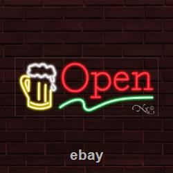 BRAND NEW OPEN withBEER LOGO 30x12x1 INCH LED FLEX WINDOWithWALL INDOOR SIGN 30950