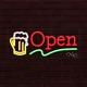 BRAND NEW OPEN withBEER LOGO 30x12x1 INCH LED FLEX WINDOWithWALL INDOOR SIGN 30950