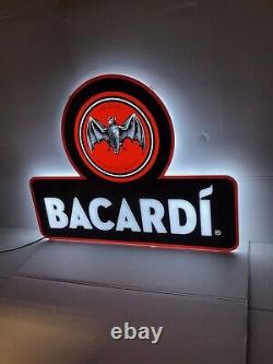 Bacardi Liqour Bat Logo Led Light Sign, Man Cave, Wall Decor, Tiki Bar, Bar Sign