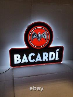 Bacardi Liqour Bat Logo Led Light Sign, Man Cave, Wall Decor, Tiki Bar, Bar Sign