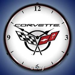 C5 Corvette Logo LED Lighted Clock White