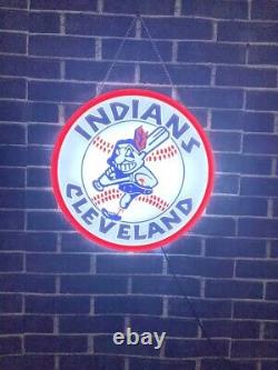 Cleveland Indians Logo 3D LED Neon Sign Lamp Light 16x16 Hanging Nightlight EY