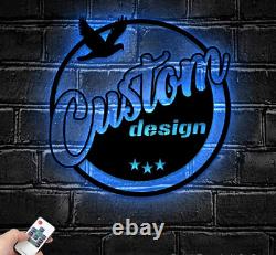 Custom Logo Metal Sign Wall Art With LED, Business Logo Sign with Led Light