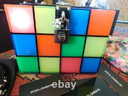 DOLCE & GABBANA $4200 LED Light up Disco Plexiglass HandBag DOLCE BOX Neon color