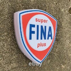 Fina Super Plus Logo Led Light Box Wall Sign Garage Gas Station Petrol Gasoline