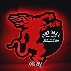 Fireball Whiskey LED Light Sign 20x21 Red Dragon Logo Fire-Breathing