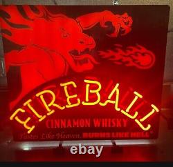 Fireball Whiskey LED Light Sign 21x27 Red Dragon Logo Fire-Breathing