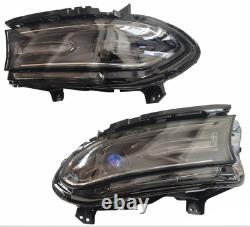 For 2015 2021 Dodge Charger Halogen LED DRL Projector Headlights Pair WithO Logo