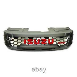 Front Black Grille Red Logo with White LED Light For Isuzu D-max Pickup 2014