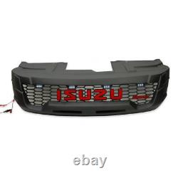 Front Black Grille Red Logo with White LED Light For Isuzu D-max Pickup 2014