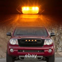 Front Grille Grill for Tacoma 2005-2011 with Black Logo Letters Amber LED Lights