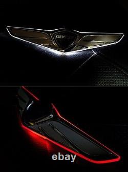 Front Rear Wing Logo 2Way LED Emblem Badge 2PC For 16 2017+ Hyundai Genesis G90