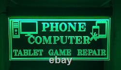 Game Phone Computer Tablet Repair LED Light Sign Flashing Multi-Color Large 20