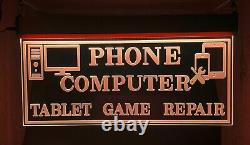 Game Phone Computer Tablet Repair LED Light Sign Flashing Multi-Color Large 20