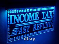 H014 Animated Income Tax LED Open Signs Preparation Neon Light Fast Refund 20x