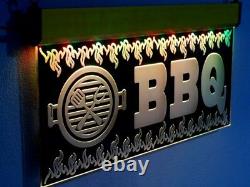 H023 Large Flashing BBQ LED Sign Barbecue Neon Open Light Grill Restaurant Pizza
