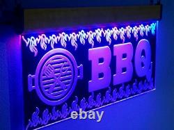 H023 Large Flashing BBQ LED Sign Barbecue Neon Open Light Grill Restaurant Pizza