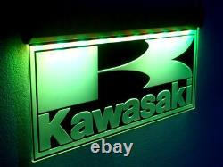 H034 KAWASAKI Motorcylce Racing LED Sign Neon Light Garage Man Cave Room Large
