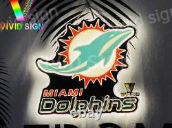 Miami Dolphins Logo LED 3D 17x16 Neon Sign Light Lamp Beer Bar Wall Decor