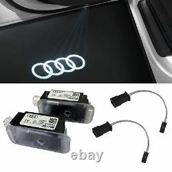 Original Audi Rings LED Courtesy Lights Door Logo + Adapter for Many Audi