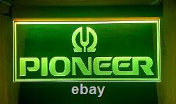 PIONEER LOGO LED Signs Neon Light Stereo Car Audio Hanging Garage Sign Man Cave
